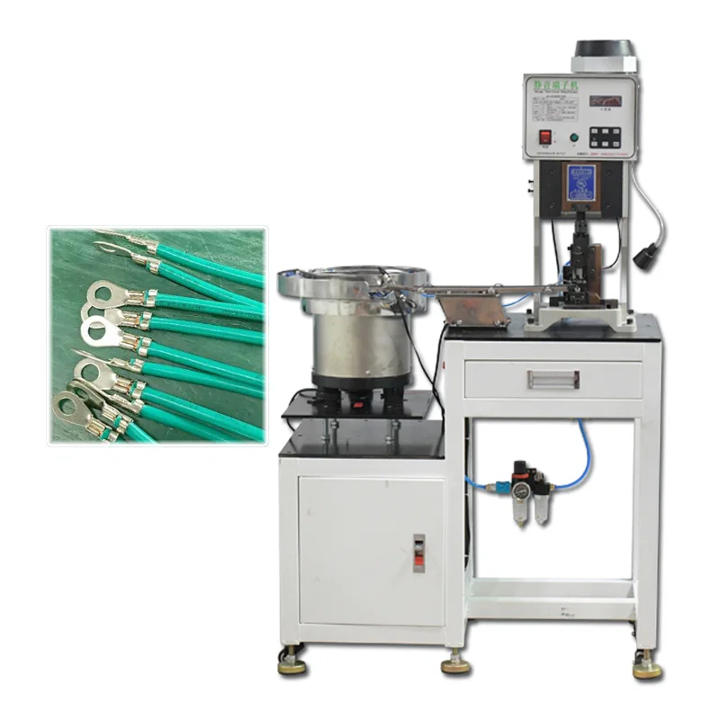Loose Terminals Crimping Machine With Vibration Plate Feeding, Wire Loose Terminal Crimping Machine, Cable Lug Crimping Machine, Plastic Shell Terminal Crimping Machine 振動板供給付きルーズ端子圧着機、ワイヤールーズ端子圧着機、ケーブルラグ圧着機、プラスチックシェル端子圧着機